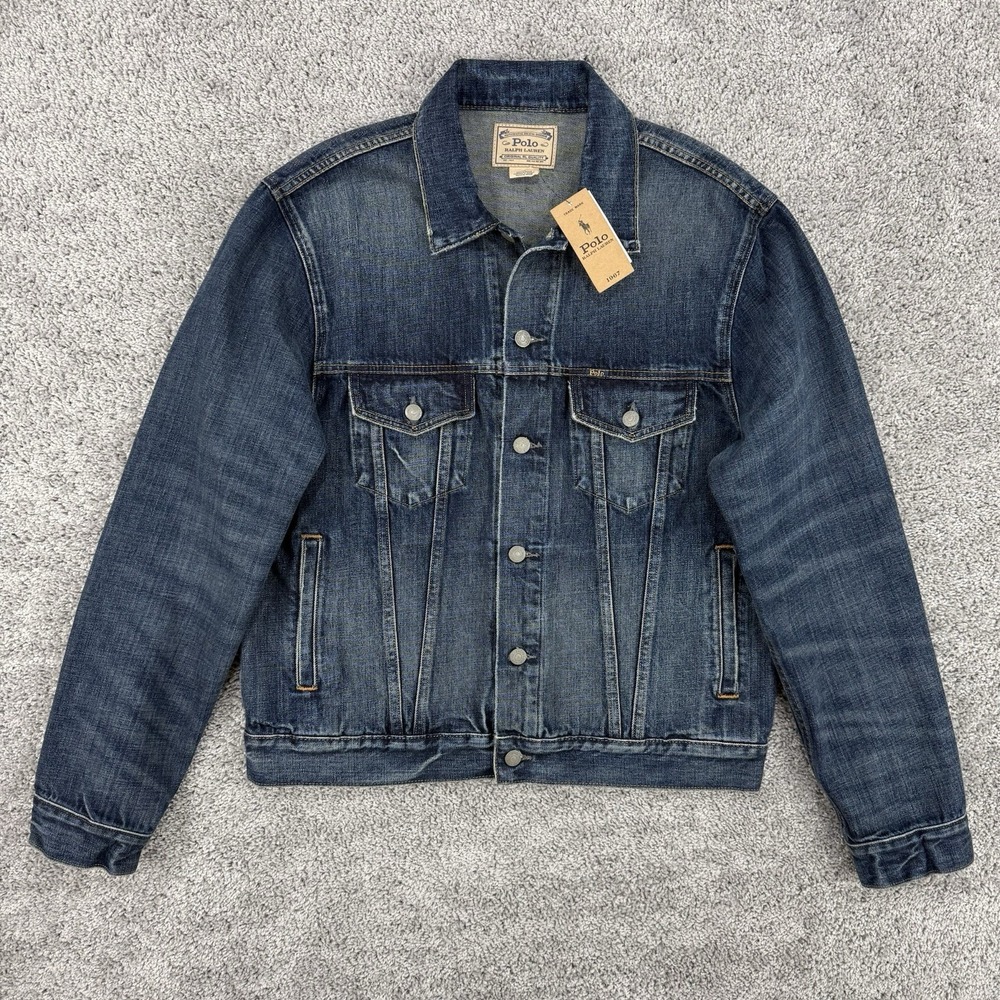 Polo Ralph Lauren Denim Trucker Jacket Men's L NWT Core Replen Blue Fade
